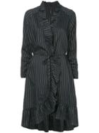 Marc Cain Pinstripe Ruffle Dress - Blue
