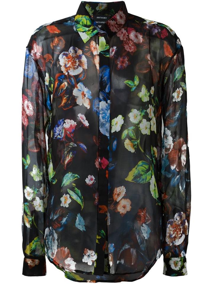 Anthony Vaccarello Floral Print Button Down Shirt