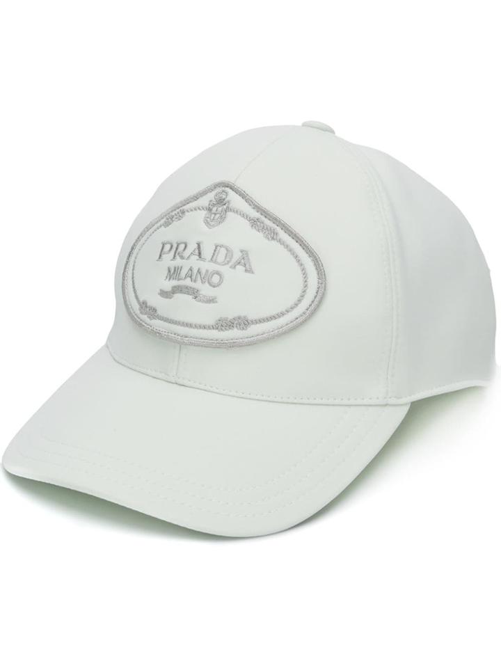Prada Logo Patch Baseball Cap - White