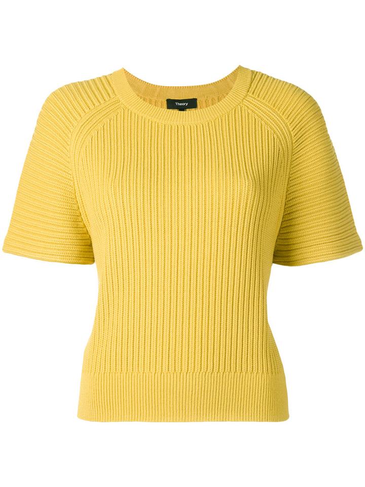 Theory - Ribbed-knit Top - Women - Polyester/spandex/elastane/viscose - Xs, Yellow/orange, Polyester/spandex/elastane/viscose