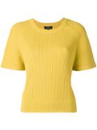 Theory - Ribbed-knit Top - Women - Polyester/spandex/elastane/viscose - Xs, Yellow/orange, Polyester/spandex/elastane/viscose