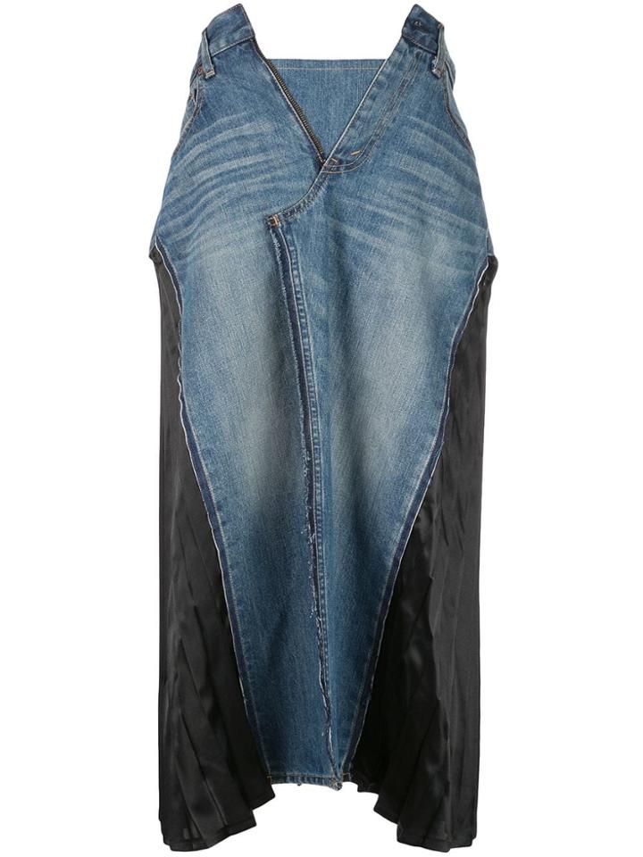 Junya Watanabe Pleat Insert Denim Skirt - Blue