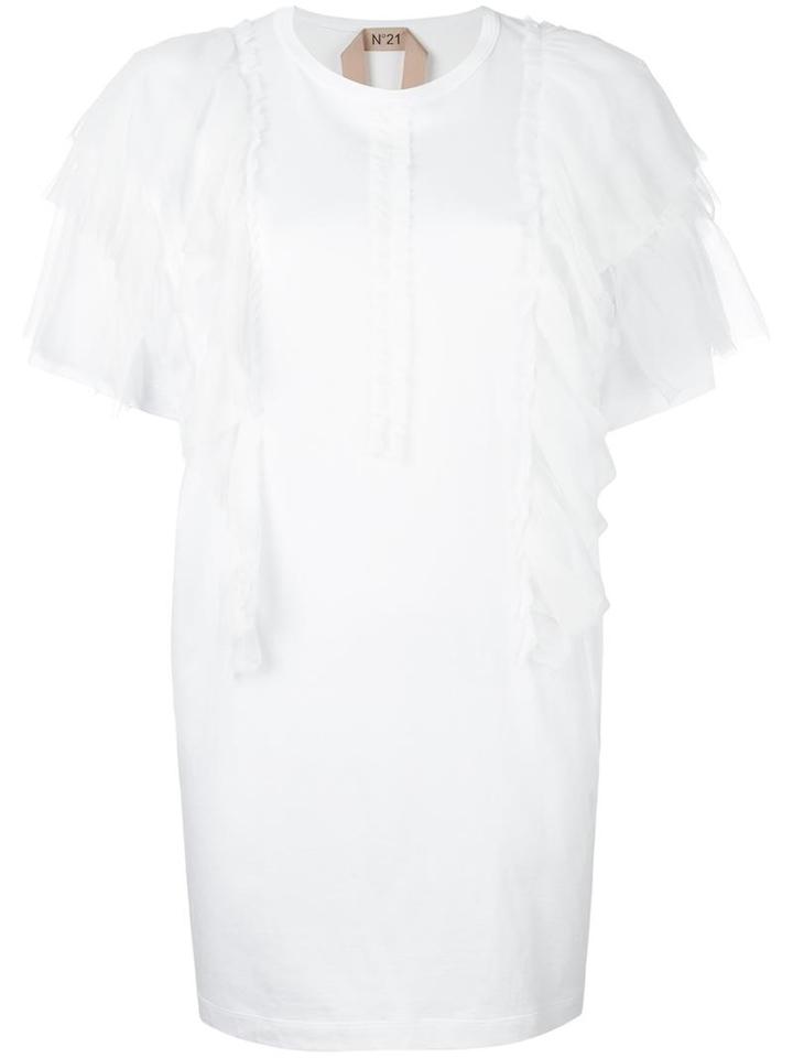 No21 Ruffled Detailing T-shirt, Women's, Size: 42, Cotton/silk