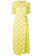 Baum Und Pferdgarten Floral-print Wrap Dress - Yellow