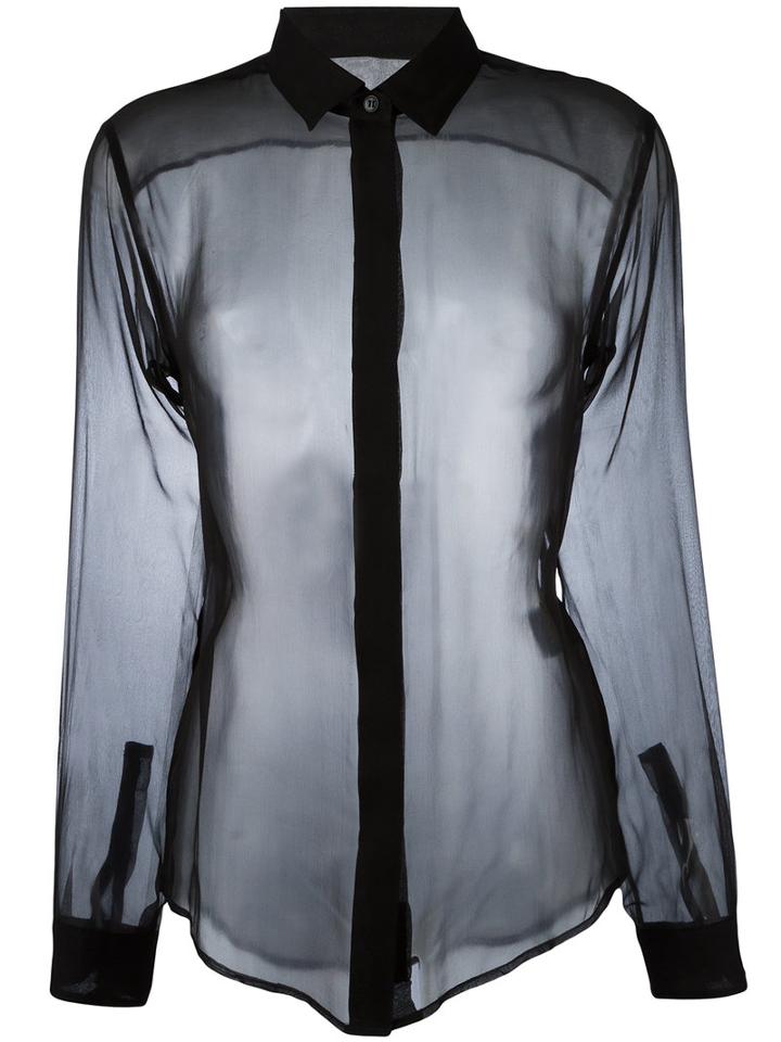 Saint Laurent - Transparent Fitted Shirt - Women - Silk - 40, Women's, Black, Silk