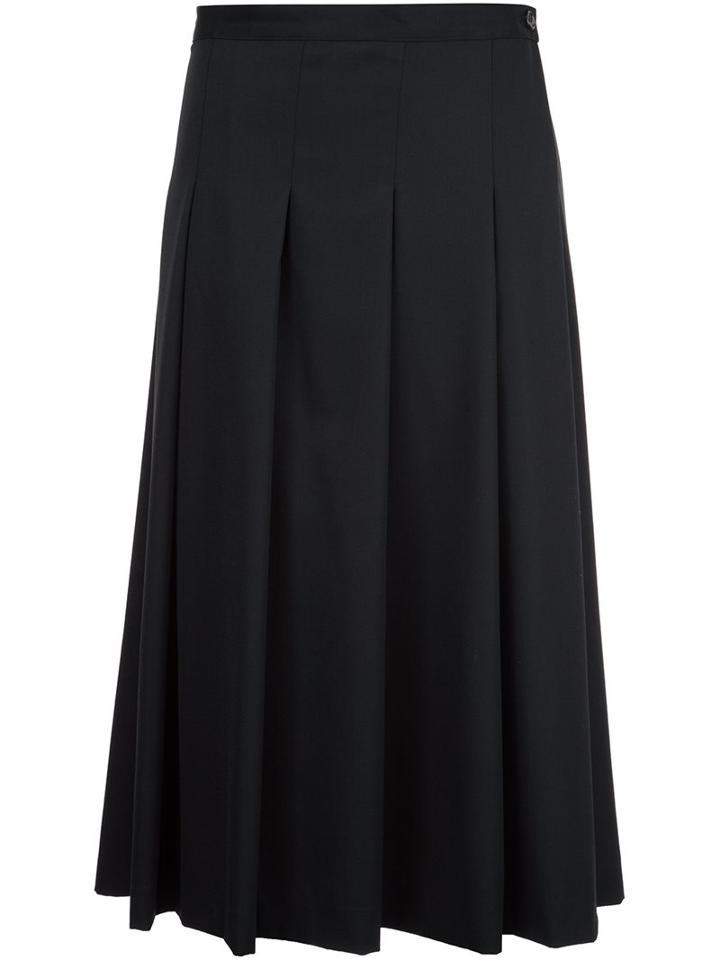 Y's Pleated Skirt, Women's, Size: 2, Black, Wool