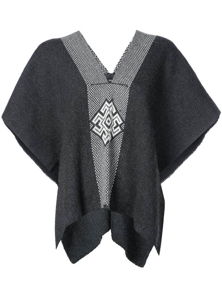 Voz V-neck Draped Sleeved Top - Grey