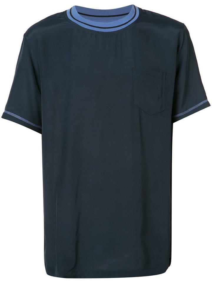 F.s.z - Pullover T-shirt - Men - Rayon - L, Blue, Rayon