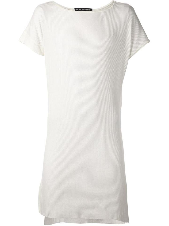 Cedric Jacquemyn Side Slit Long T-shirt, Men's, Size: 44, White, Silk/cotton/wool