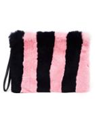 Tu Es Mon Tresor Fur And Leather Clutch, Women's, Blue