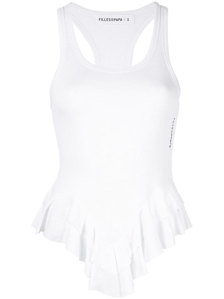 Filles A Papa Asymmetric Hem Tank Top - White