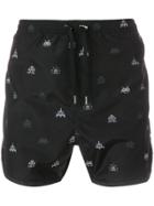 Neil Barrett Space Invaders Print Swim Shorts - Black