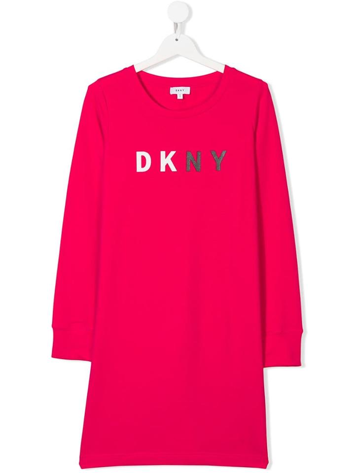 Dkny Kids Teen Logo Printed Dress - Pink & Purple