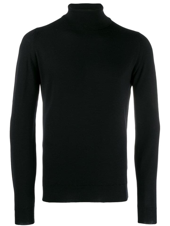 John Smedley Turtleneck Wool Sweater - Black