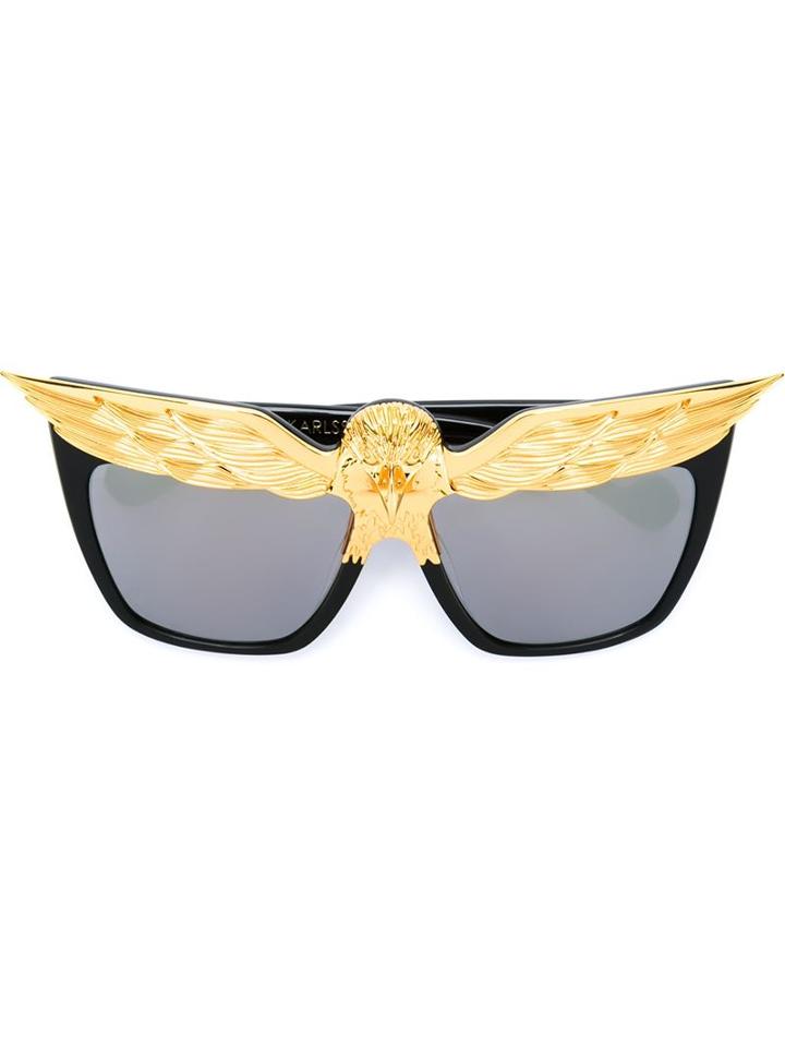Anna Karin Karlsson 'eagle' Sunglasses, Women's, Black, Acetate/metal (other)/24kt Gold