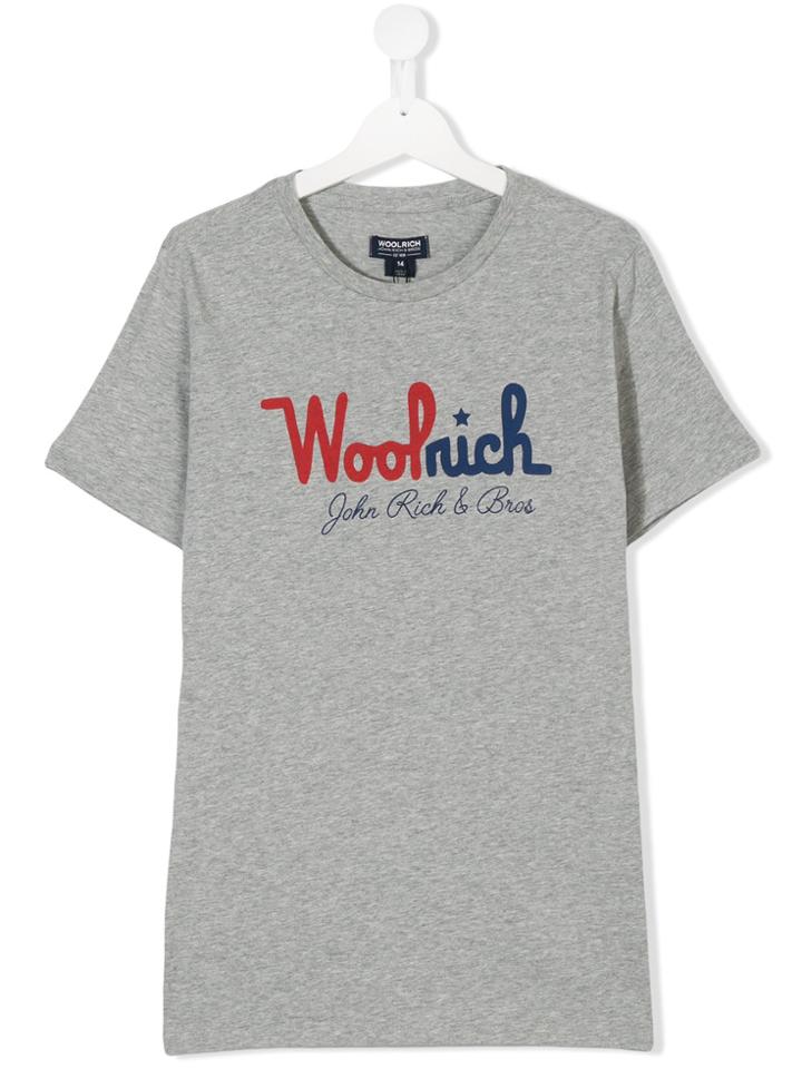 Woolrich Kids Logo Print T-shirt - Grey