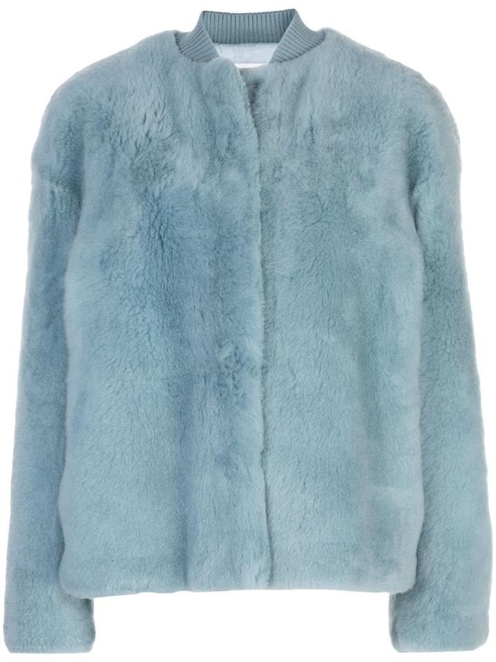 Jil Sander Faux-fur Bomber Jacket - Blue