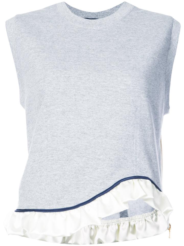 Harvey Faircloth Ruffle Hem Sweatshirt - Grey