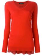 Twin-set V-neck Jumper, Women's, Size: Medium, Red, Silk/viscose/cashmere