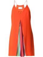 Mary Katrantzou Rainbow Stripe Pleat Dress, Women's, Size: 10, Red, Polyester/triacetate