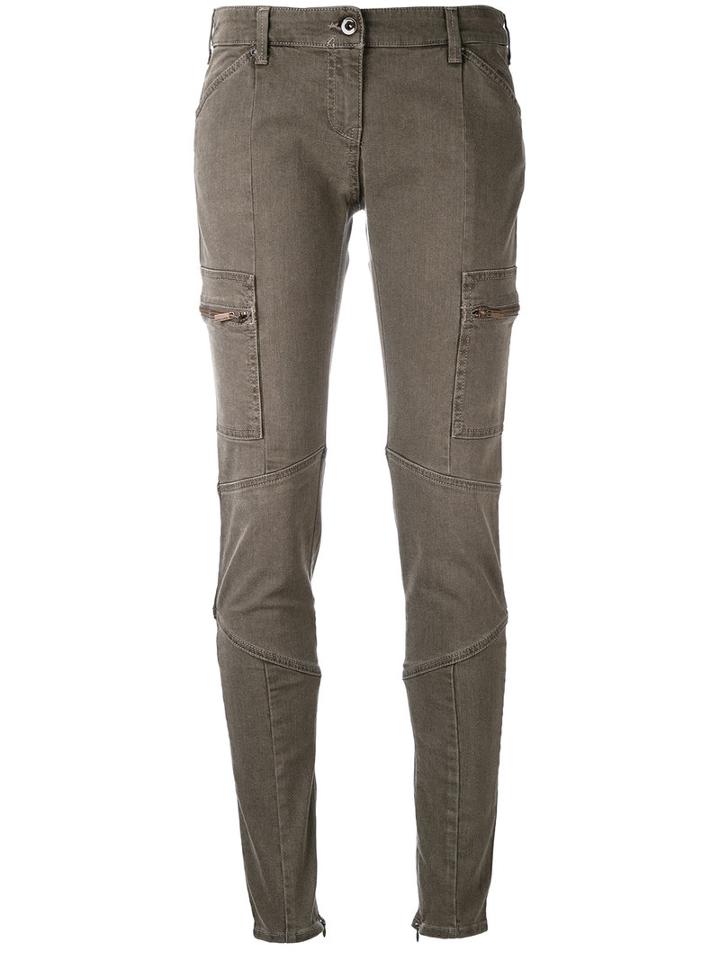 Armani Jeans - Leg Pockets Skinny Trousers - Women - Cotton/spandex/elastane - 40, Nude/neutrals, Cotton/spandex/elastane