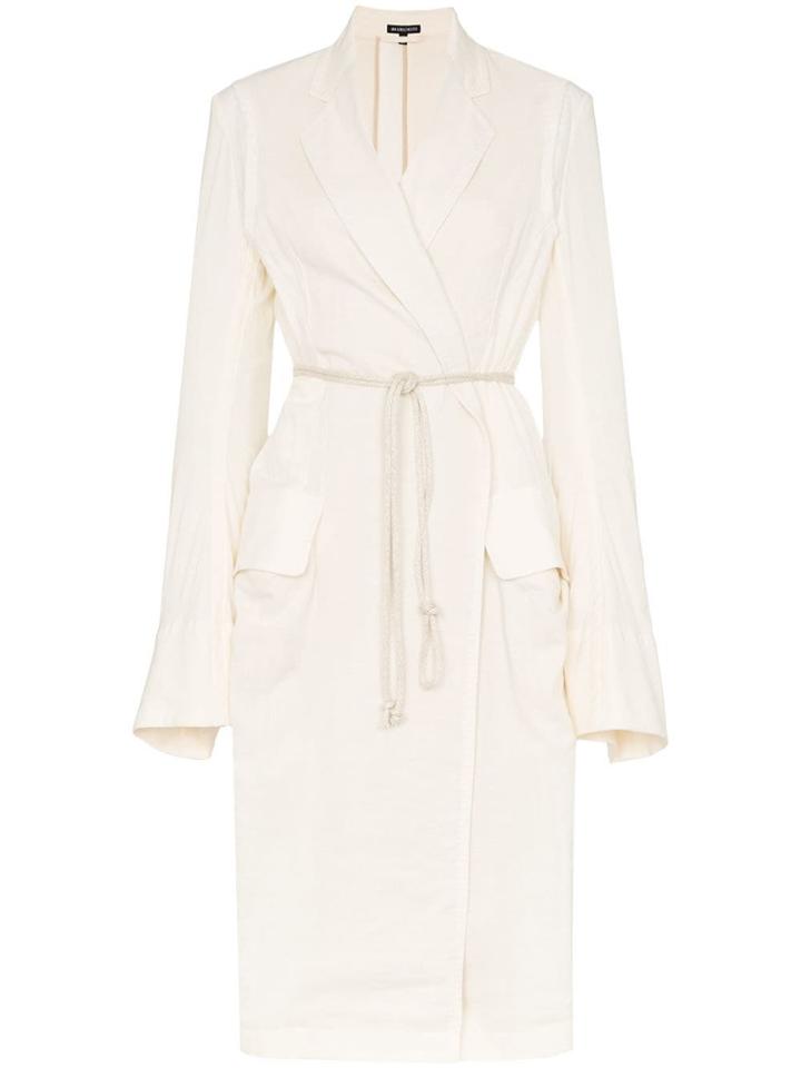 Ann Demeulemeester Loose Fit Tie Waist Mid Length Trench Coat -