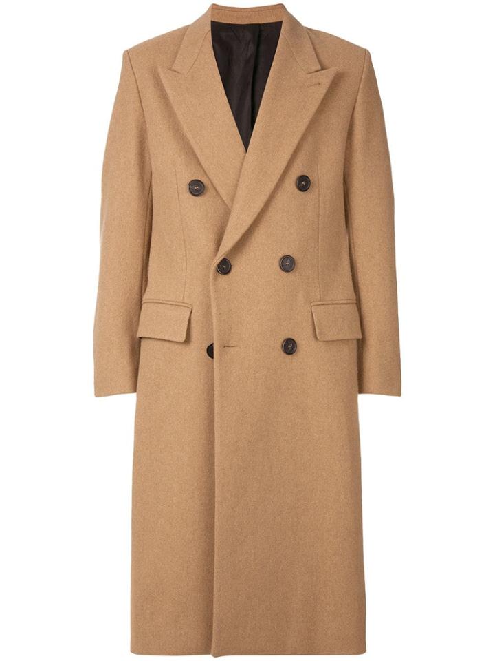 Ami Alexandre Mattiussi Double Breasted Long Coat - Nude & Neutrals