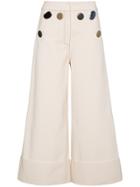 Rejina Pyo White Cotton Trousers With Oversized Buttons - Nude &