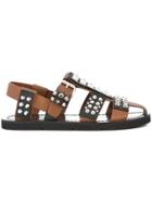 Prada Studded Sandals - Brown