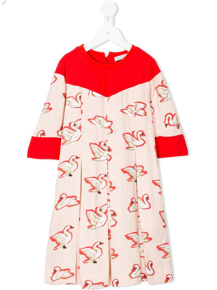 Stella Mccartney Kids - Bessie Swan Print Dress - Kids - Cotton/spandex/elastane/viscose - 6 Yrs, Pink/purple