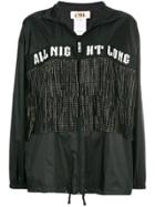 Gina Fringed Printed Zipped Coat - Black