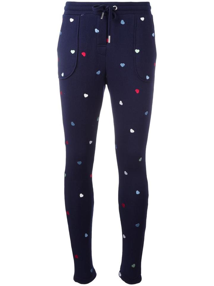 Zoe Karssen Heart Print Track Pants, Women's, Size: Large, Blue, Cotton/polyester