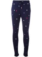 Zoe Karssen Heart Print Track Pants, Women's, Size: Large, Blue, Cotton/polyester