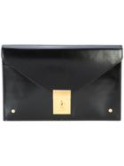 Thom Browne Folder Clutch In Black Calf Leather