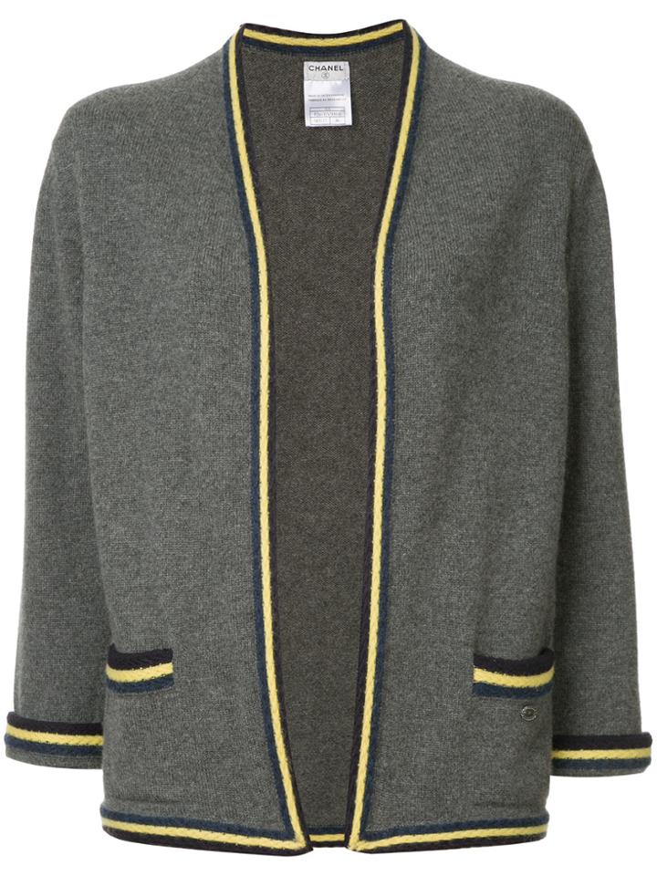 Chanel Vintage Striped Pattern Cardigan - Grey