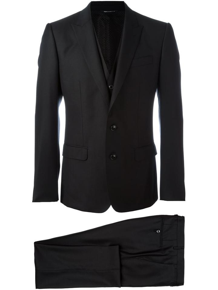 Dolce & Gabbana Three Piece Dinner Suit, Men's, Size: 46, Black, Silk/cotton/acetate/viscose