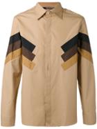 Neil Barrett Tri-stripe Panel Shirt, Men's, Size: 41, Nude/neutrals, Cotton