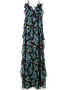 Msgm Floral Print Ruffled Dress, Women's, Size: 44, Silk/polyester