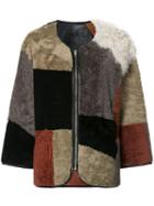 Ymc Patchwork Fur Jacket, Women's, Size: Small, Brown, Sheep Skin/shearling