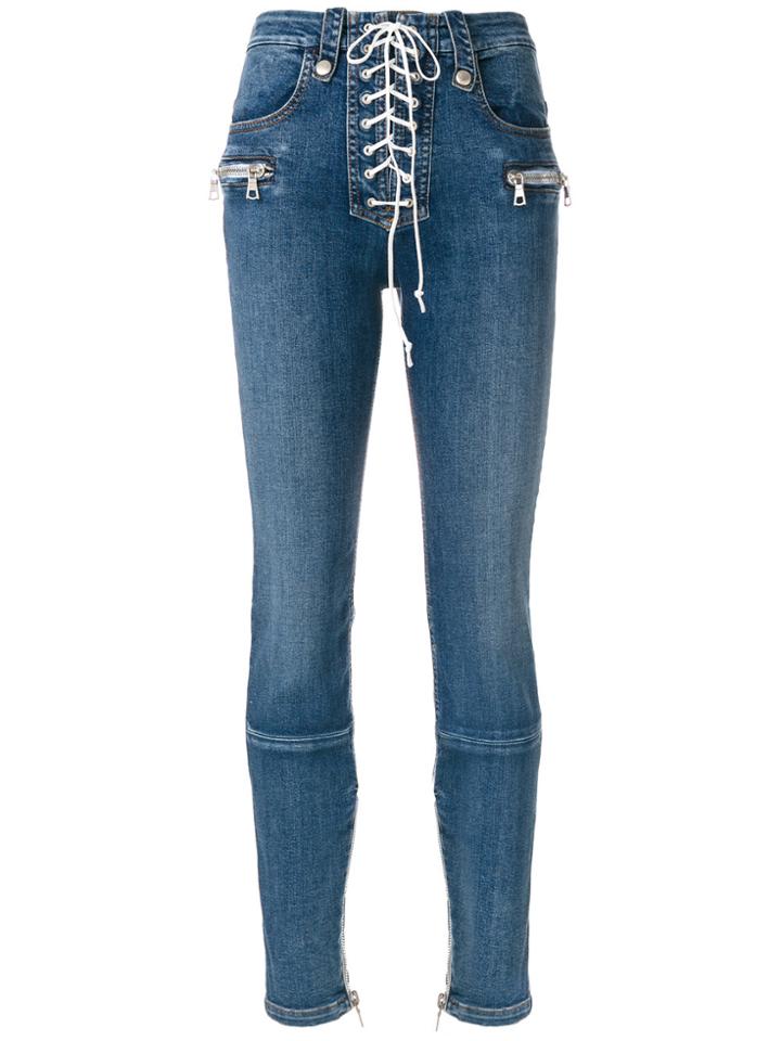 Unravel Project Lace-up Jeans - Blue