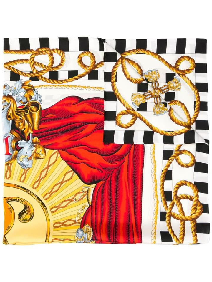 Moschino Printed Silk Scarf - White