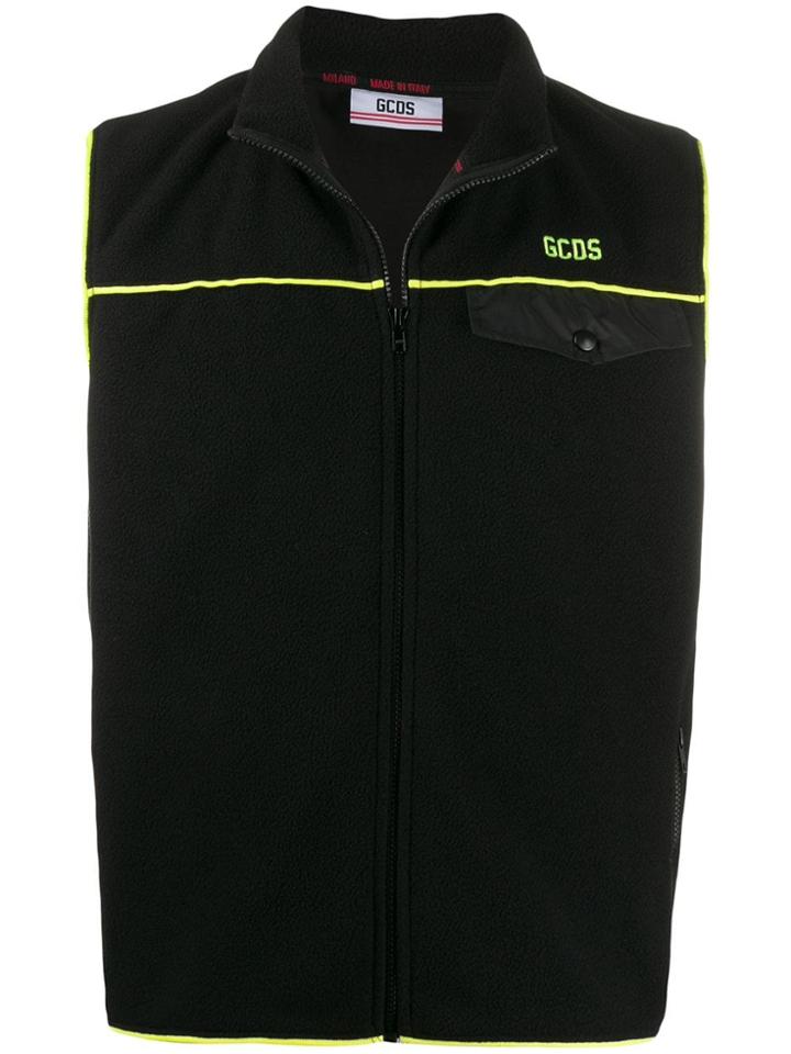 Gcds Logo Zipped Gilet - Black