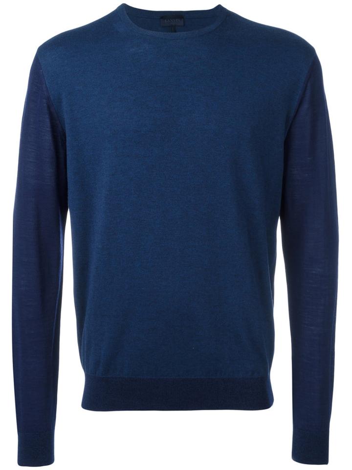 Lanvin - Two-tone Jumper - Men - Wool/cotton - M, Blue, Wool/cotton