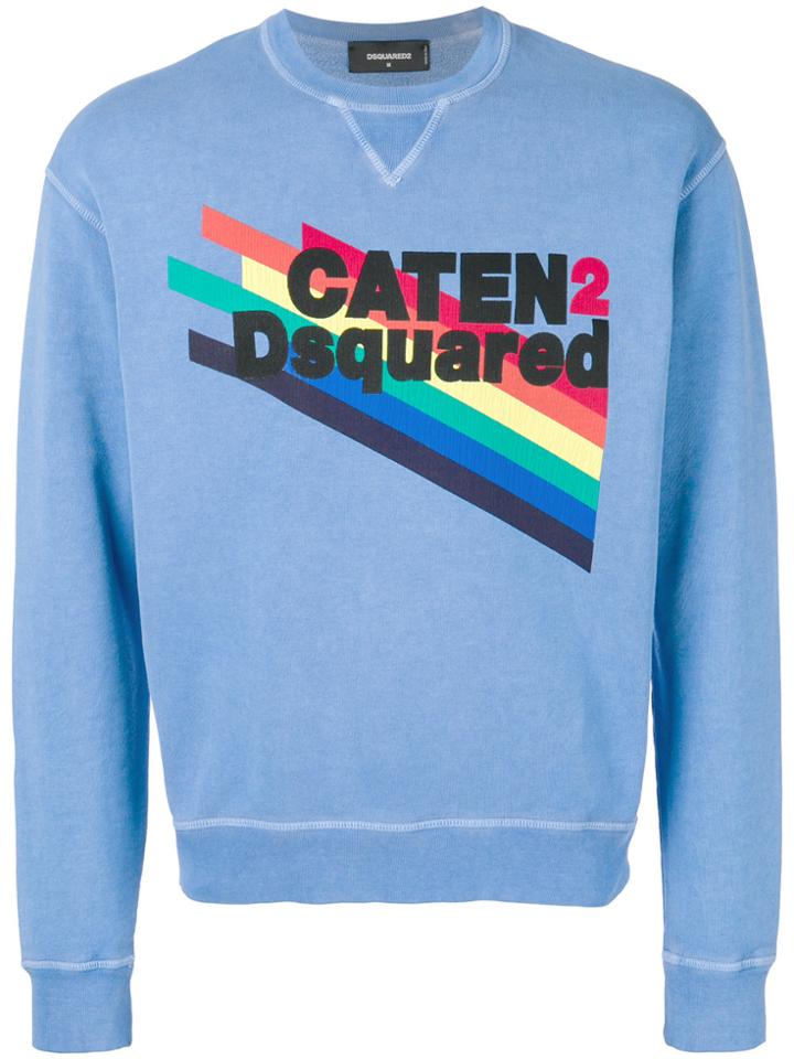 Dsquared2 Dan Fit Rainbow-print Sweatshirt - Blue