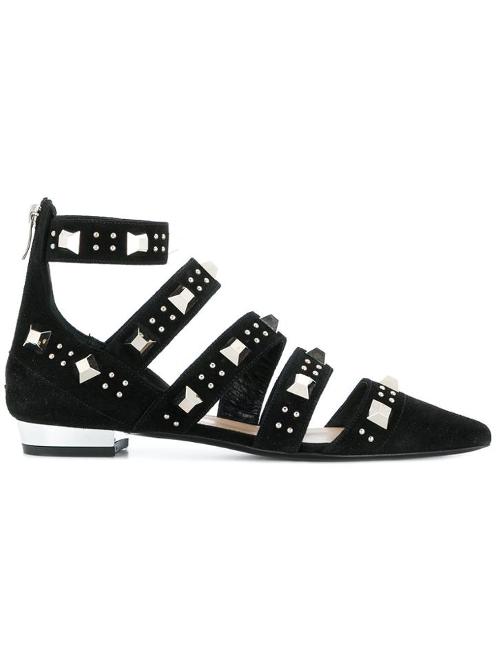 Barbara Bui Pointed Studded Ballerinas - Black