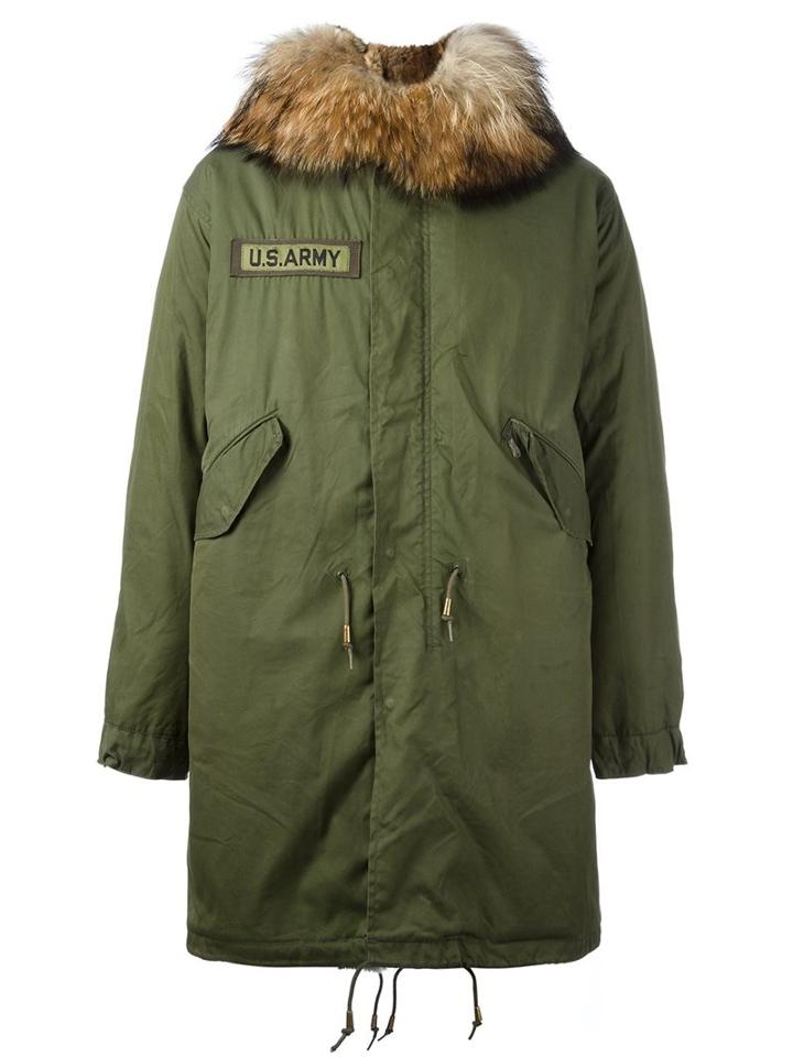 As65 'u.s. Army' Parka Coat, Men's, Size: Xs, Green, Cotton/leather/polyamide/viscose