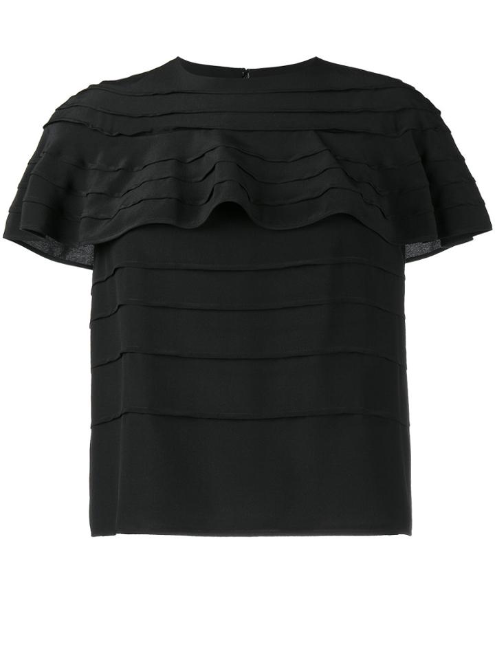 Valentino Ruffle Detail T-shirt - Black