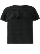 Valentino Ruffle Detail T-shirt - Black