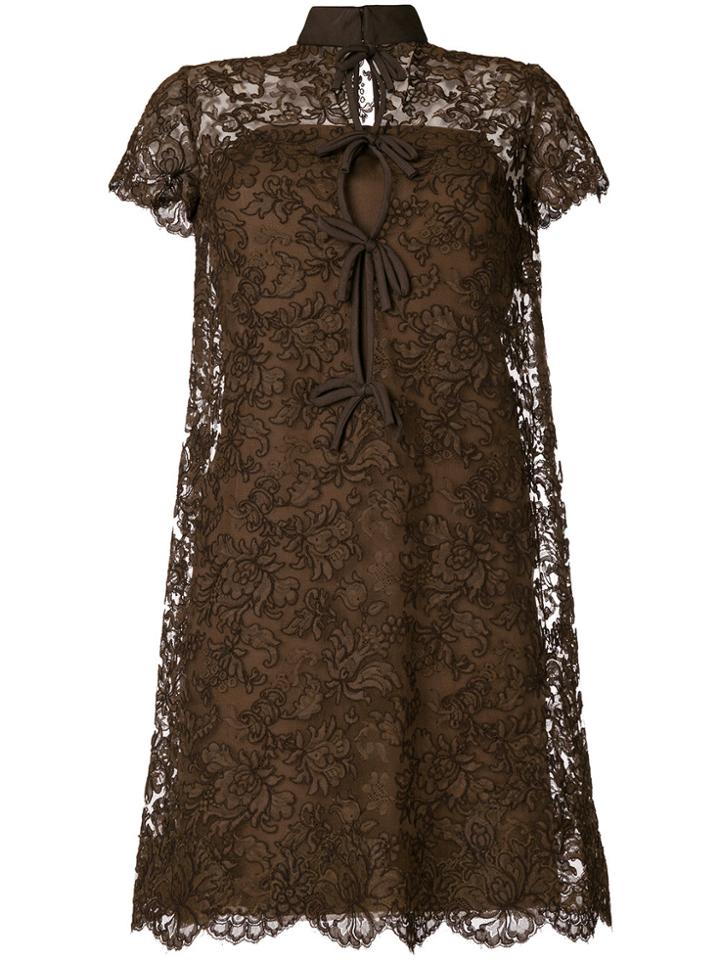 William Vintage 1967 Shortsleeved Lace Dress - Brown