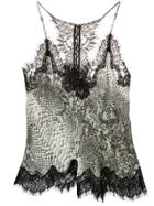 Gold Hawk Snake Print Top - Grey